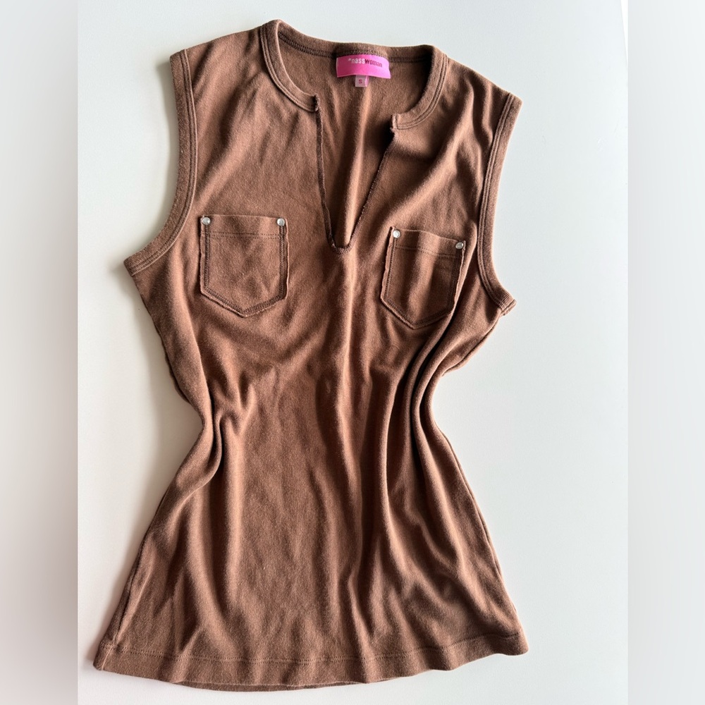 Elegant Brown Sleeveless Top
